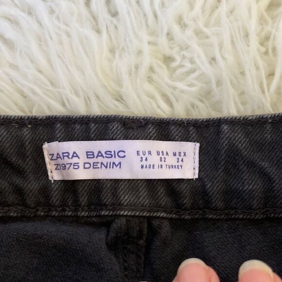 Zara Basic Z1975 Denim Women’s High Waisted Black High Rise Ripped Jeans Size 2 - Picture 6 of 13